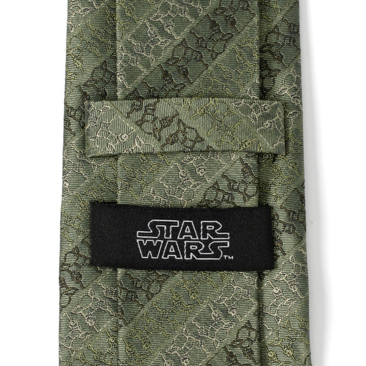 Star Wars Grogu Outline Striped Sage Green Tie
