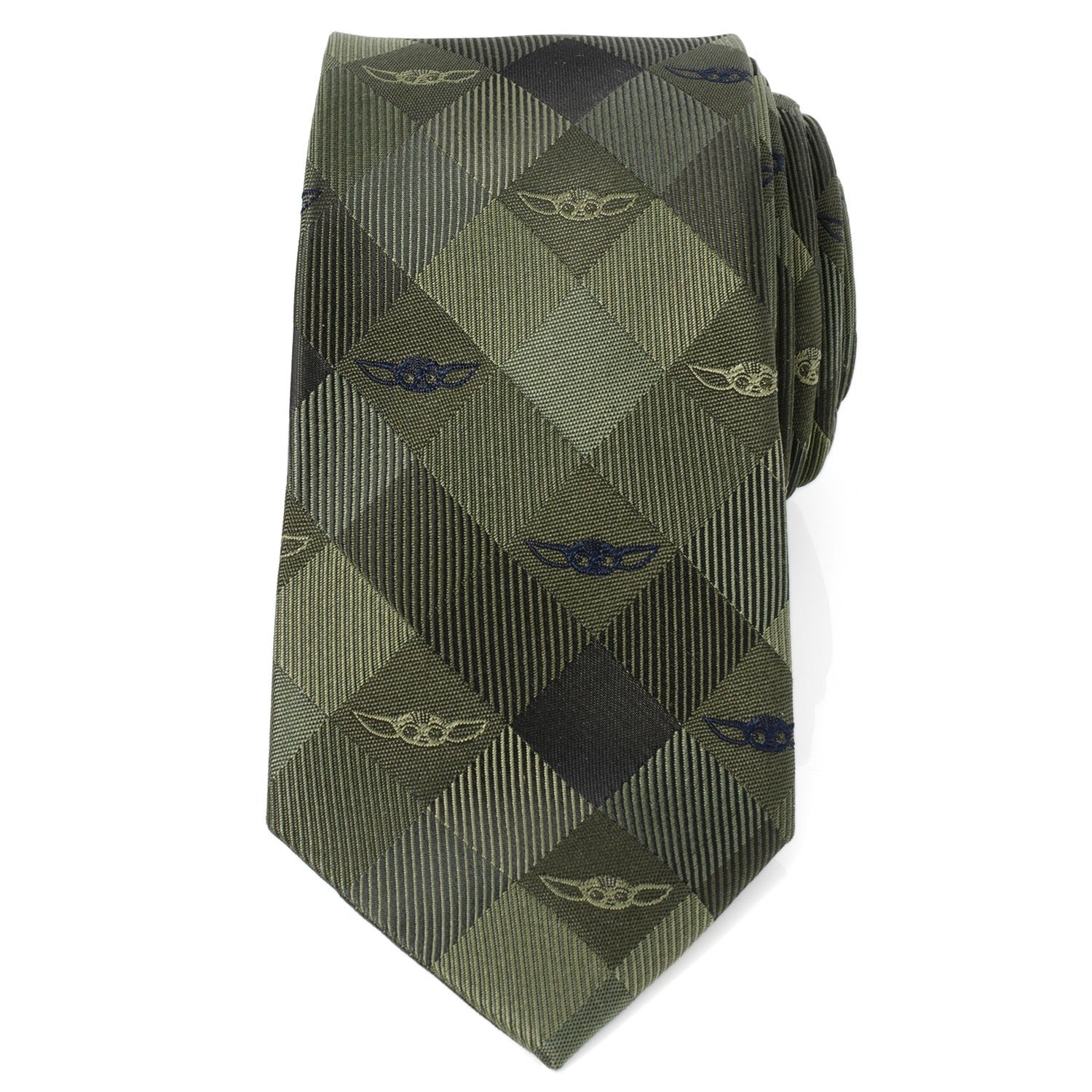 Star Wars Grogu Green Plaid Tie