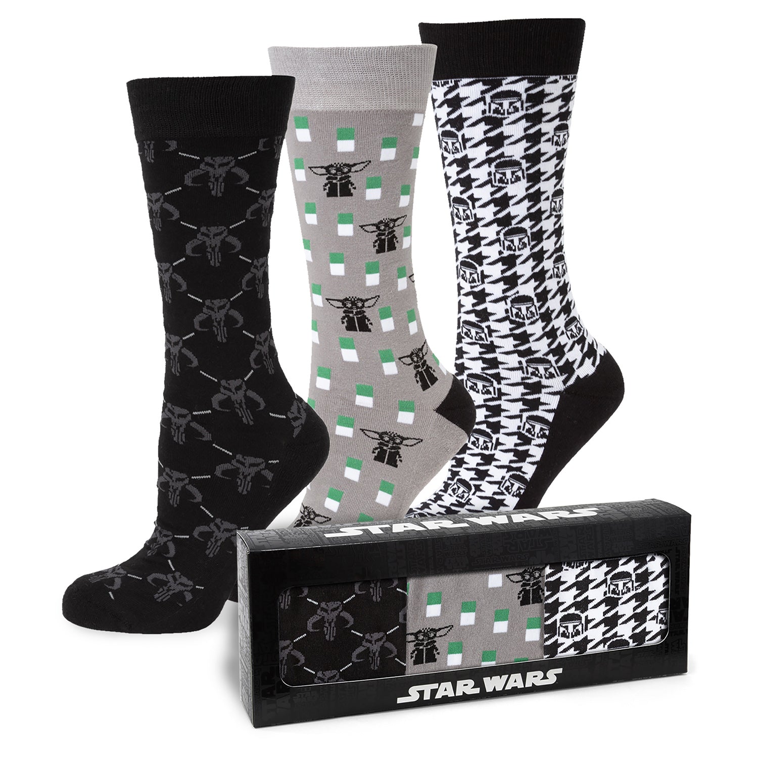 Star Wars Mandalorian Dress Socks 3-Pack and Mythosaur Lapel Pin Gift Set