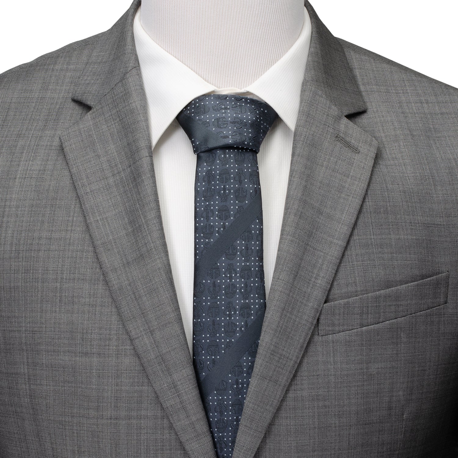 Star Wars Mandalorian Blue Dotted Striped Tie