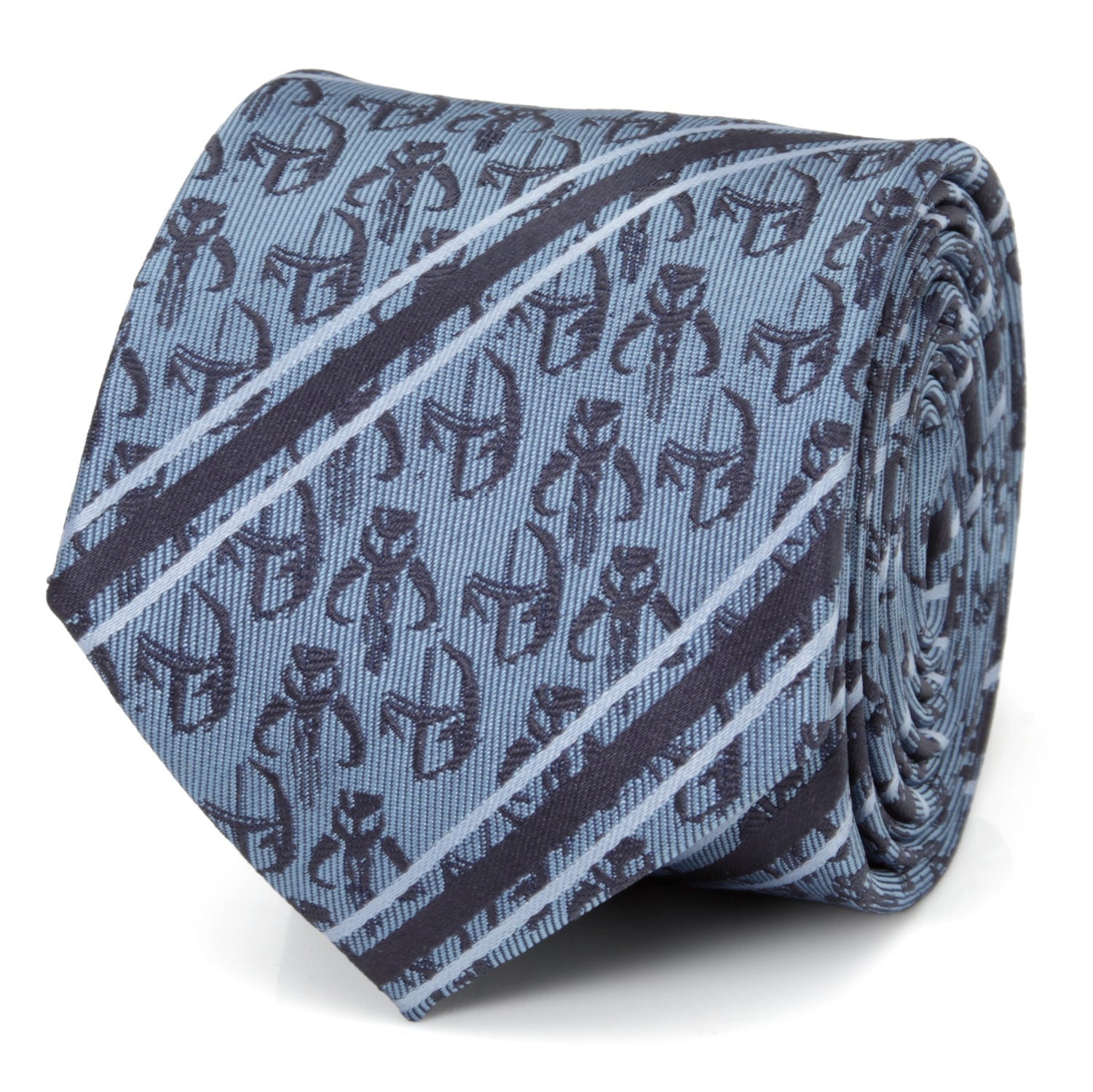 Star Wars Mandalorian and Mythosaur Blue and Navy Striped Tie
