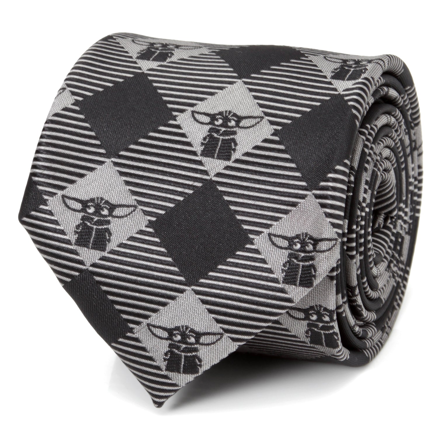 Star Wars Grogu Black Plaid Tie