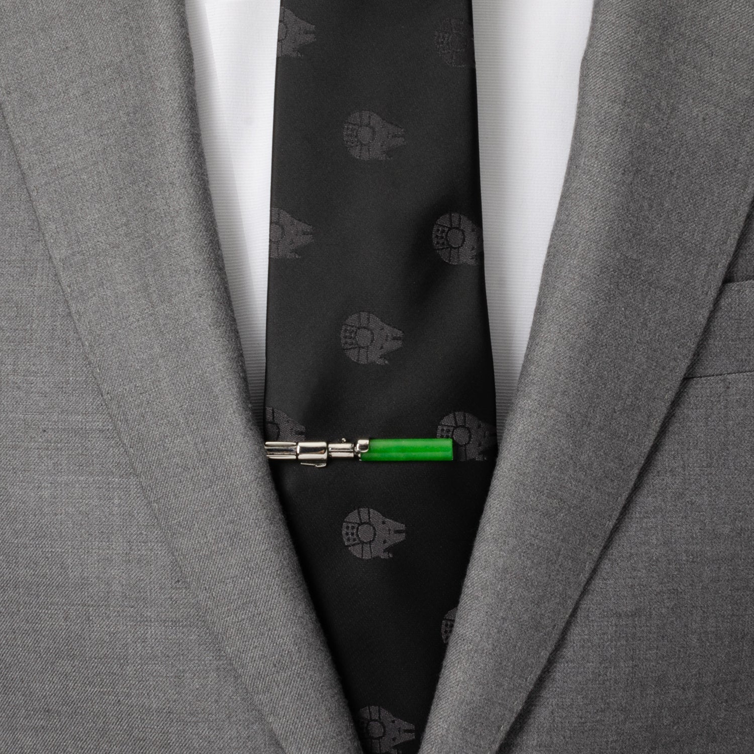 Star Wars Yoda Green and Blue Paisley Tie and LIGHTSABER Tie Clip Gift Set