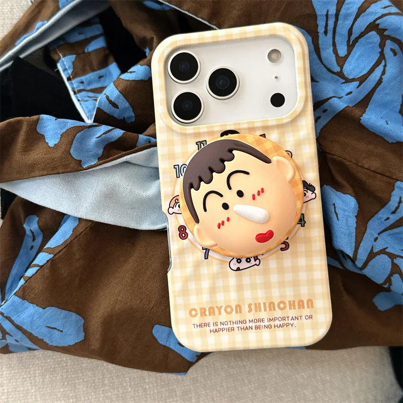 Korean Cute Clock Plaid Pattern Magnetic Phone Case For iPhone