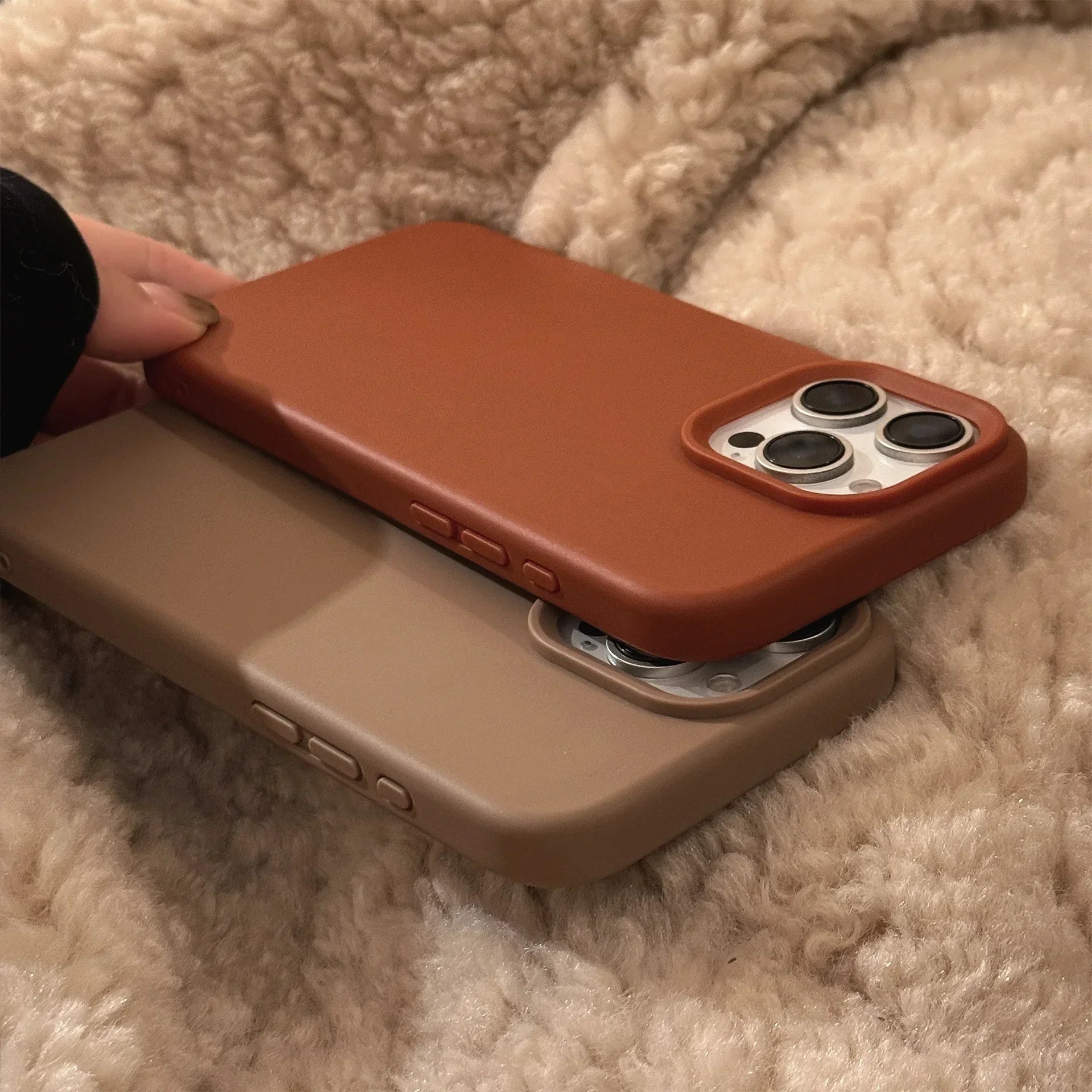 Autumn Winter Caramel Chocolates Milktea Maillard Solid Color Phone Case For iPhone