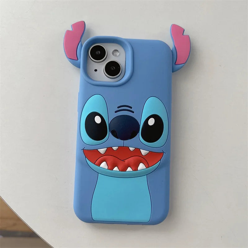 Fashion 3D Kawaii Cute Cartoon Stitch Soft Silicone Phone Case For iPhone