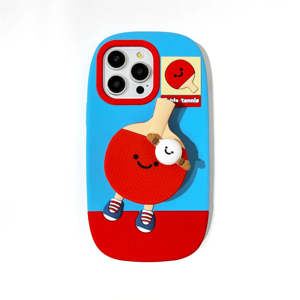 Kawaii 3D Cartoon Badminton Racket Phone Case