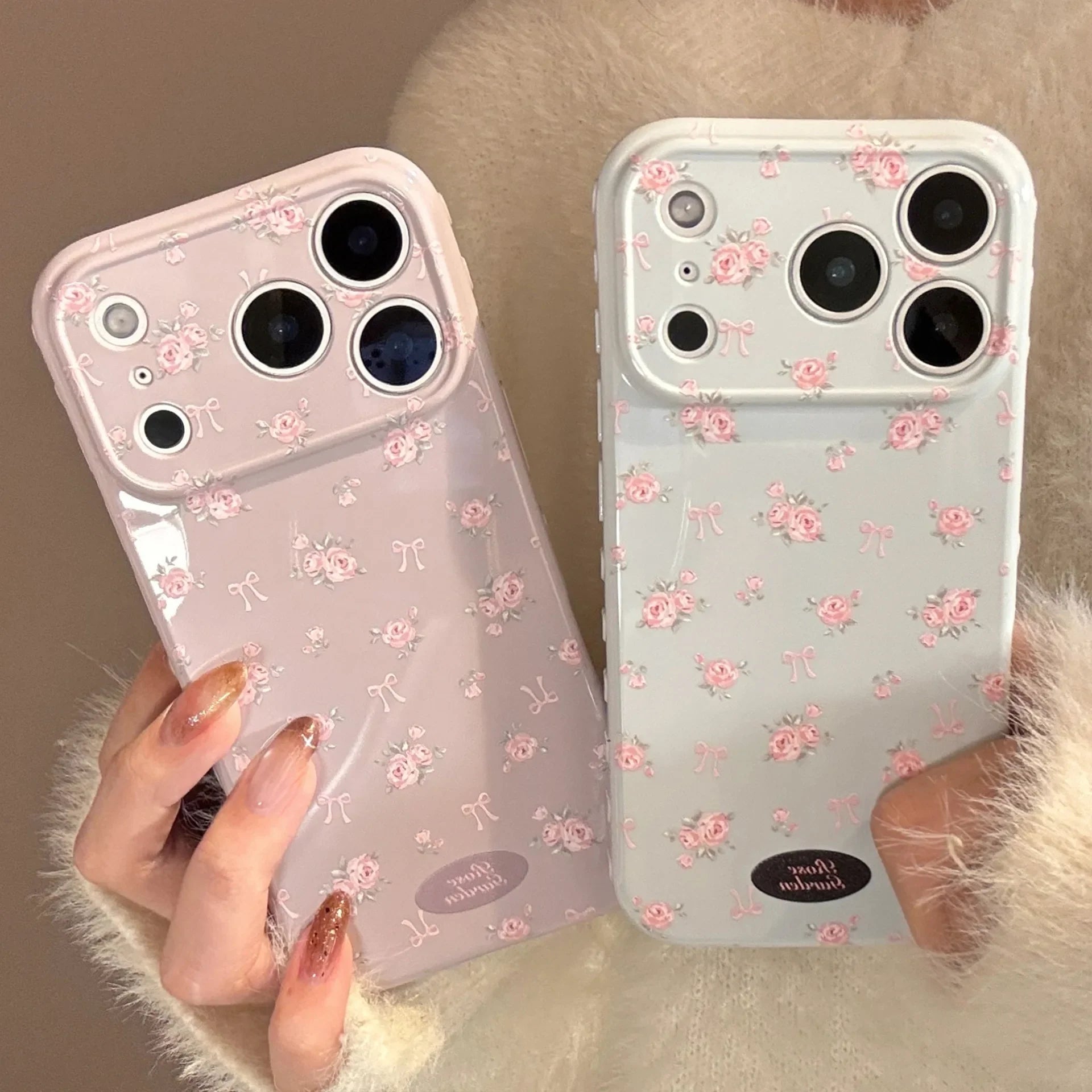 Korean Full Screen Elegant Rose Flower Pattern Soft Phone Case For iPhone