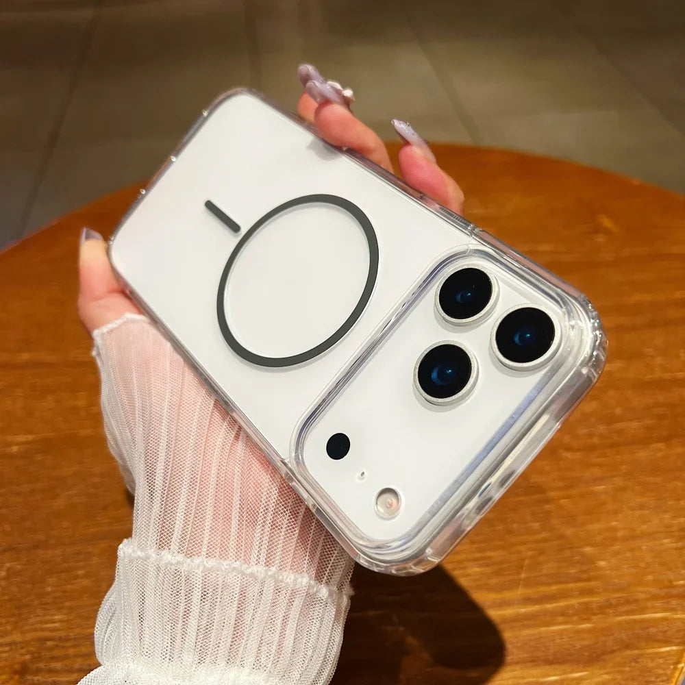 For magsafe Wireless Charge Acrylic Phone Case For iPhone