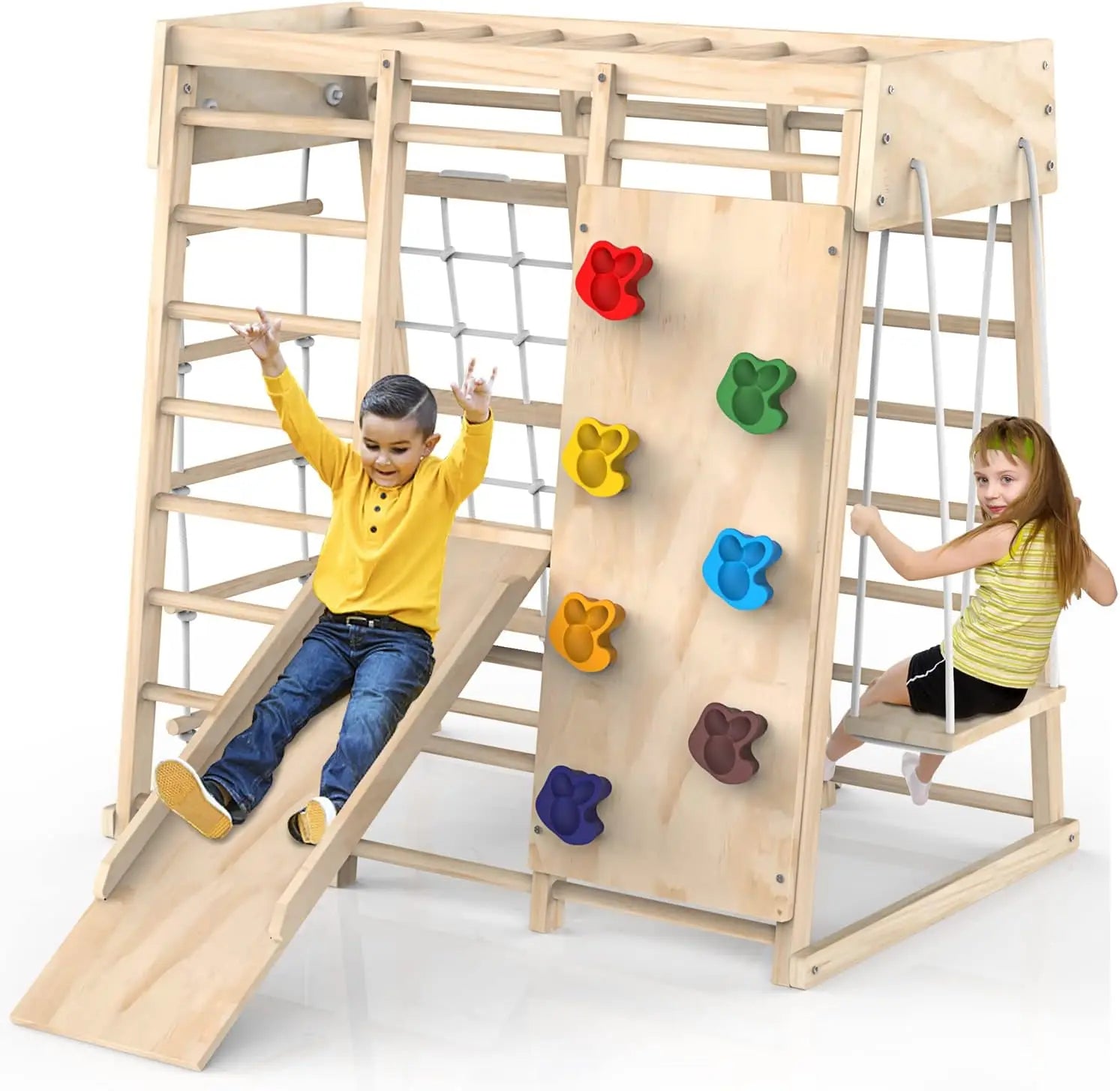 Indoor Jungle Gym for Kids – Climbing Playset with Slide and Foldable Design