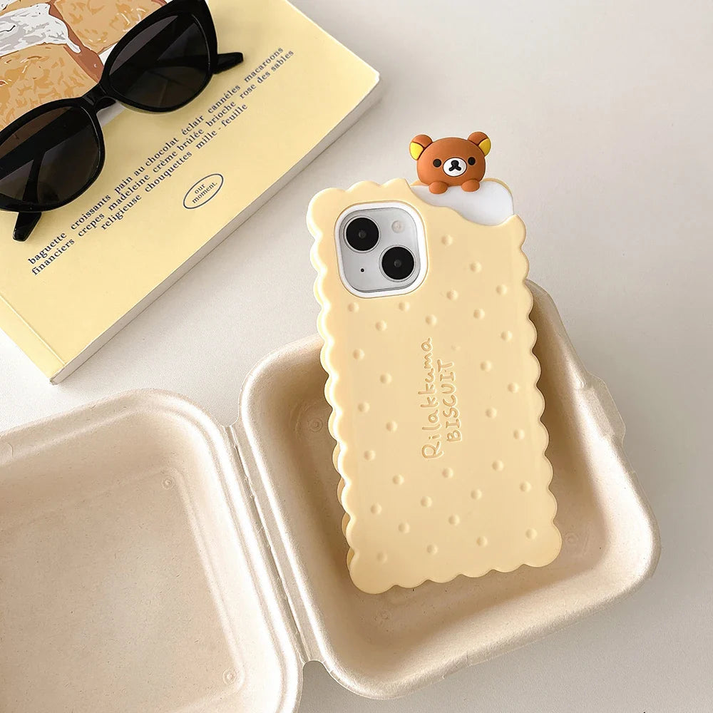 Funny Rilakkuma Bear Sandwich Biscuit Phone Case