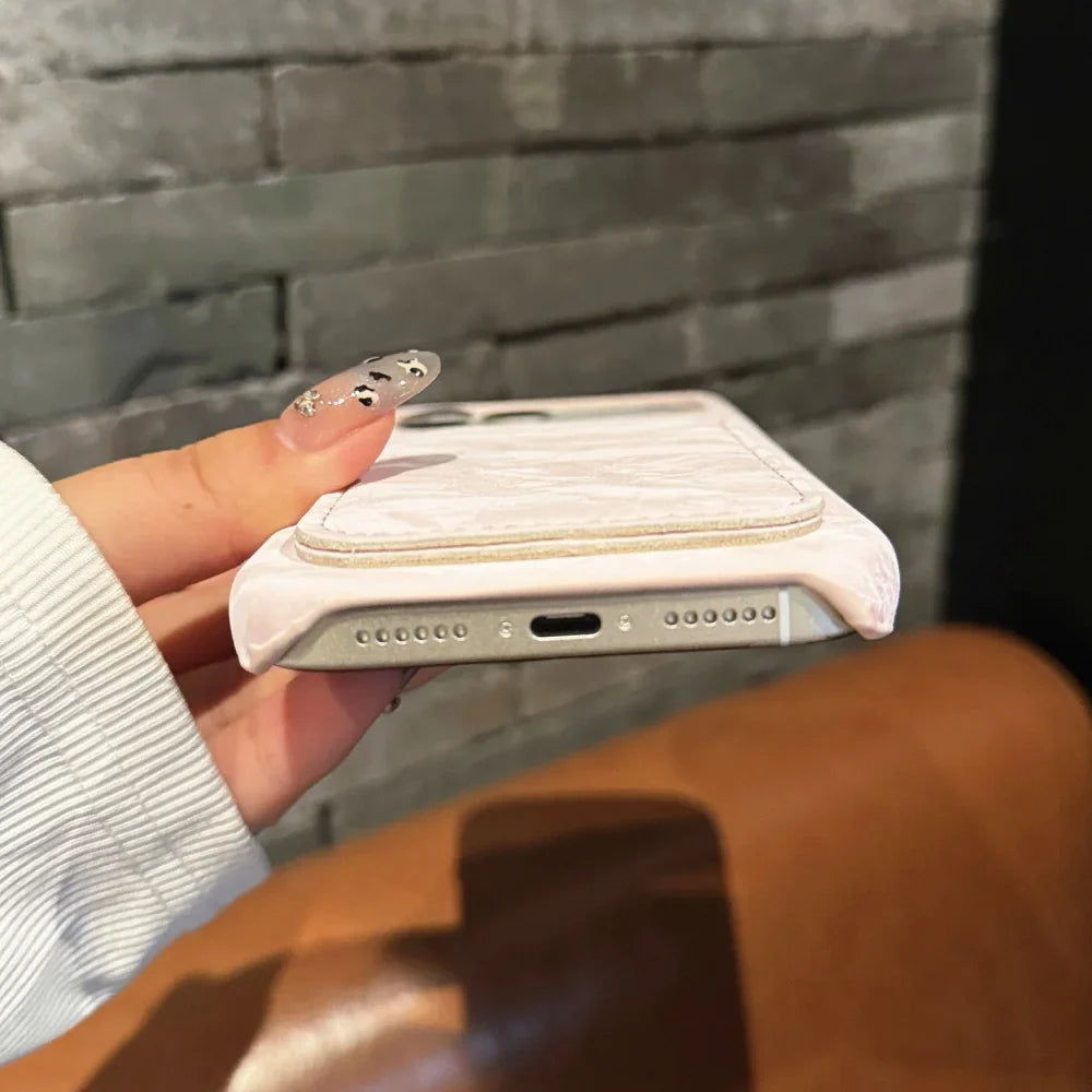 Luxury Velvet Fabric Slot Card Wallet Case For iPhone