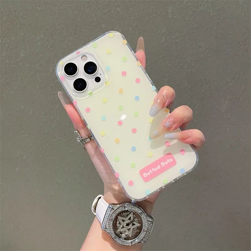 Korea Colorful Polka Dot Phone Case With Chain Bracelet For iPhone