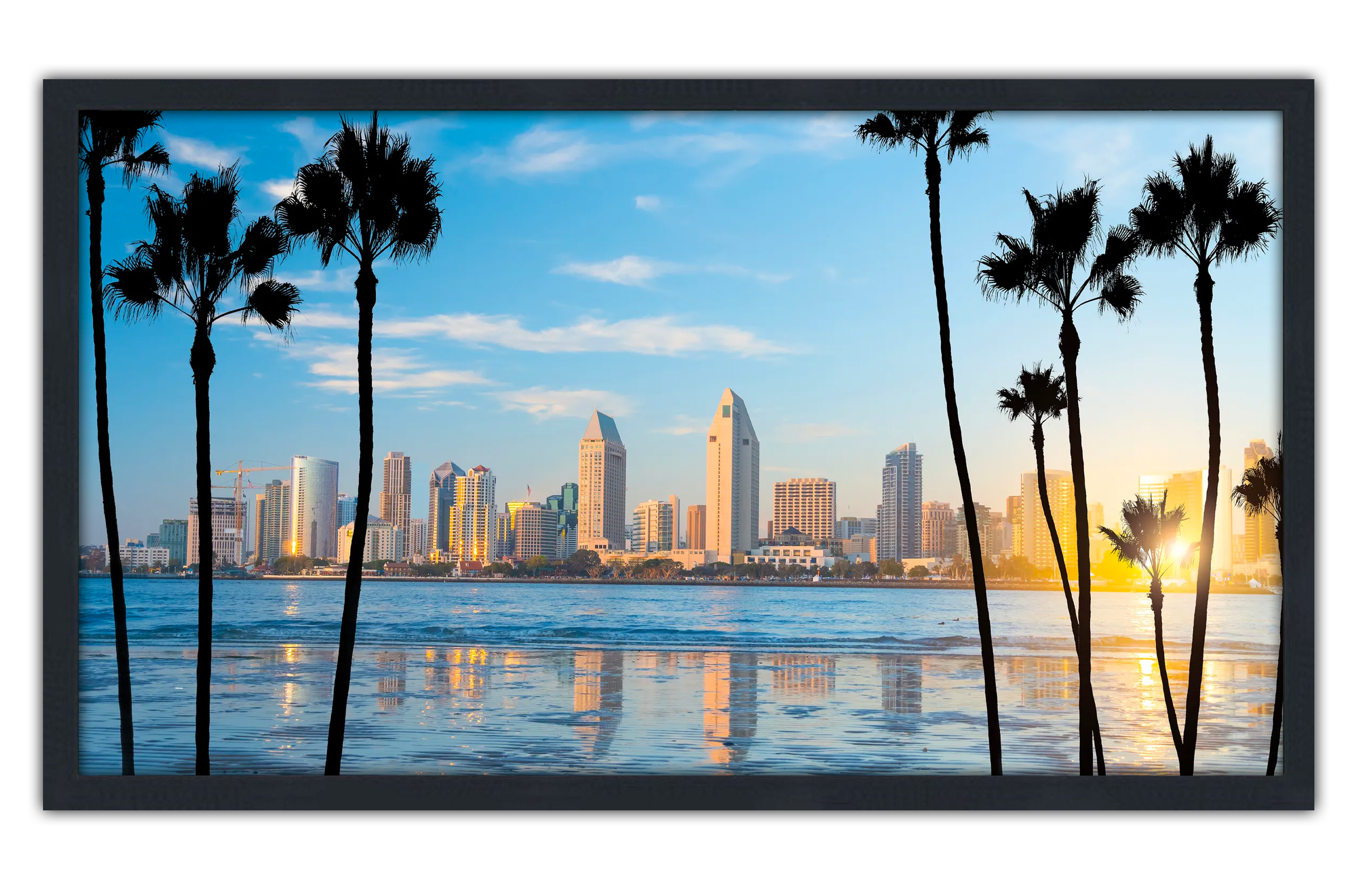 Professionally Framed San Diego California Skyline High-Resolution Panoramic Photo 12x22 Wall Art