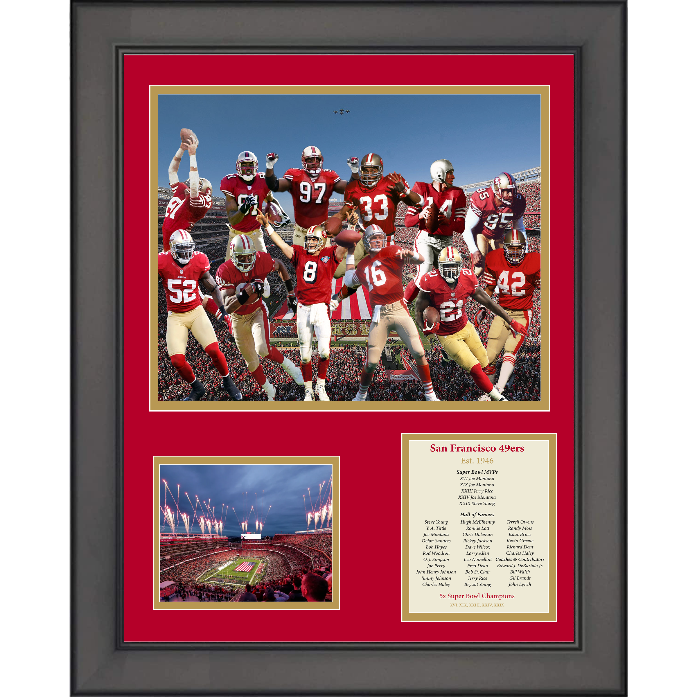 Framed San Francisco 49ers All-Time Greats Legends 11"x14" Football Three Photo Collage