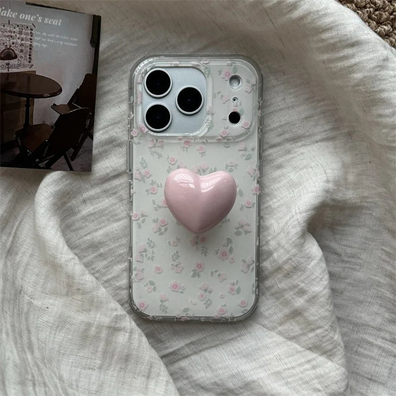 Korean Cute Flower 3D Plush Rabbit Phone Case For iPhone