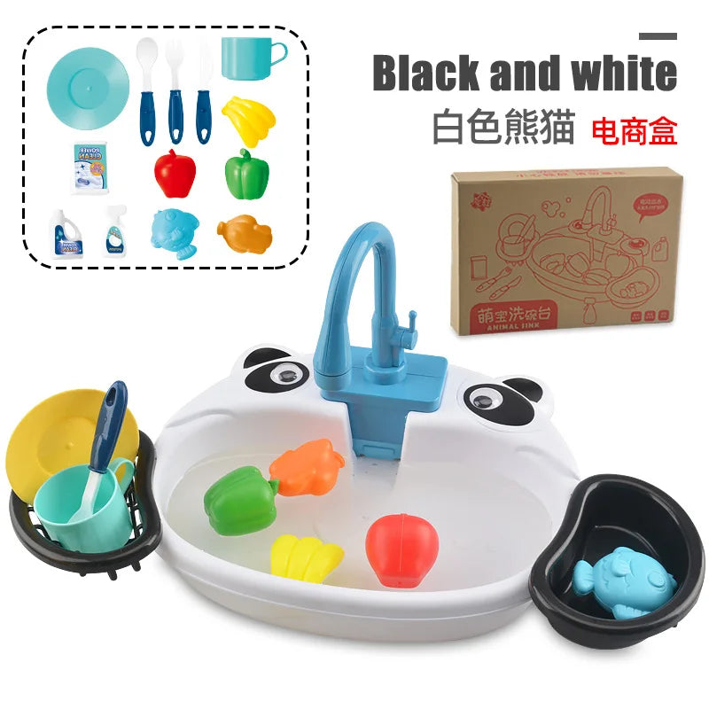 Electric Kitchen Sink Playset – Pretend Dishwasher Toy Set
