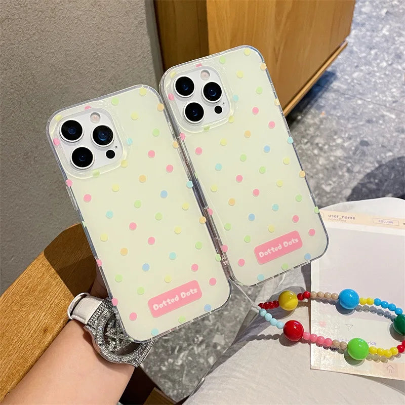 Korea Colorful Polka Dot Phone Case With Chain Bracelet For iPhone