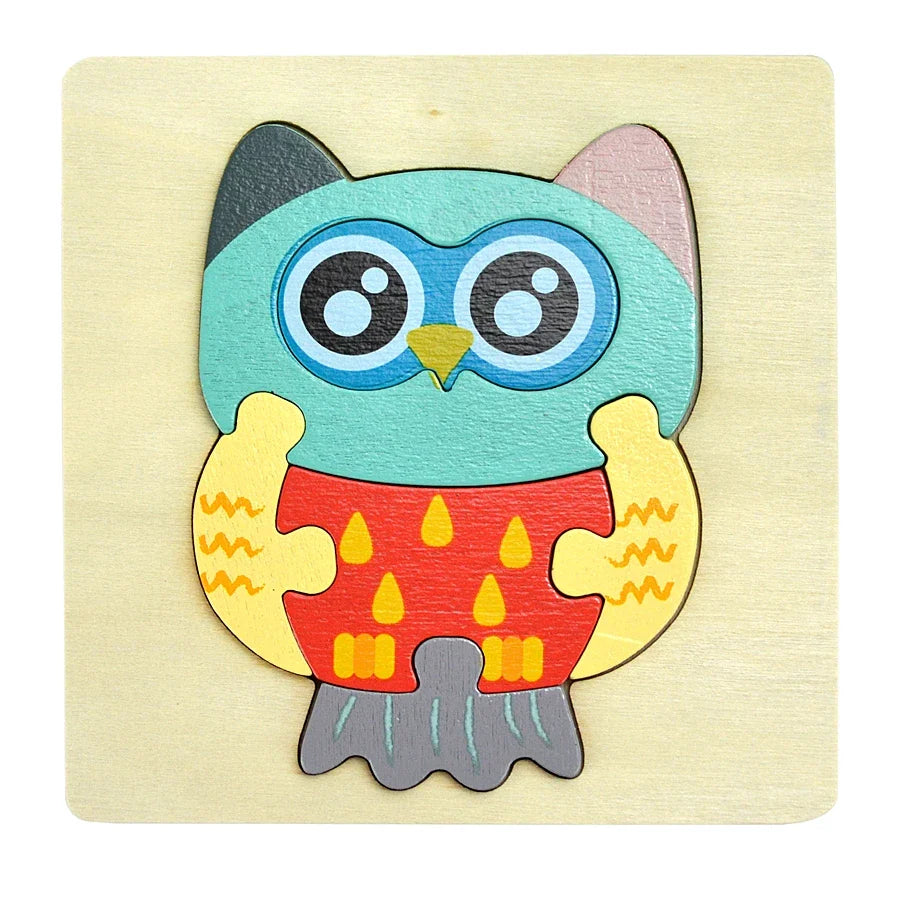 Montessori Wooden Cartoon Animal Puzzles – Early Learning Toy Set