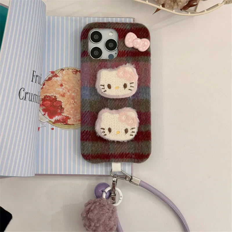 Fashion Winter Plaid Pattern Plush Phone Case For iPhone