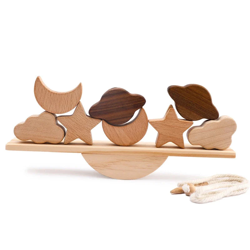 Wooden Objects Balance Board – Stacking & Threading Toy