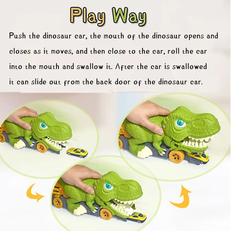 Dinosaur Carrier Truck Toy Set – Racing Track for Kids