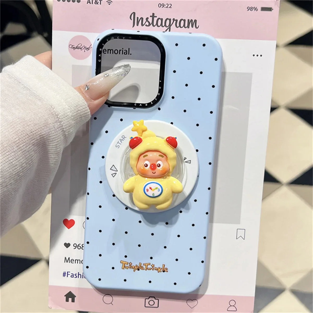 Fashion Blue Polka Dot Star Magnetic Phone Case For iPhone