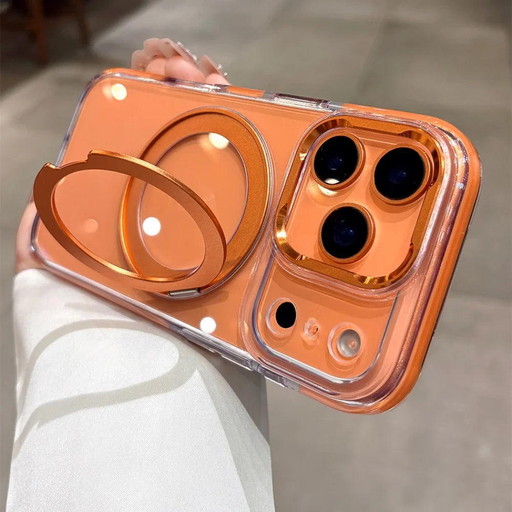 Luxury Plating Ultra Thin Clear For Magsafe Bracket Case for iPhone