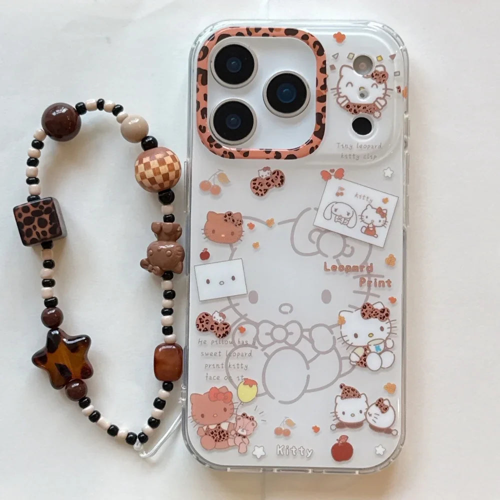 Double Layer White Background Leopard Print KT Is Suitable For iPhone