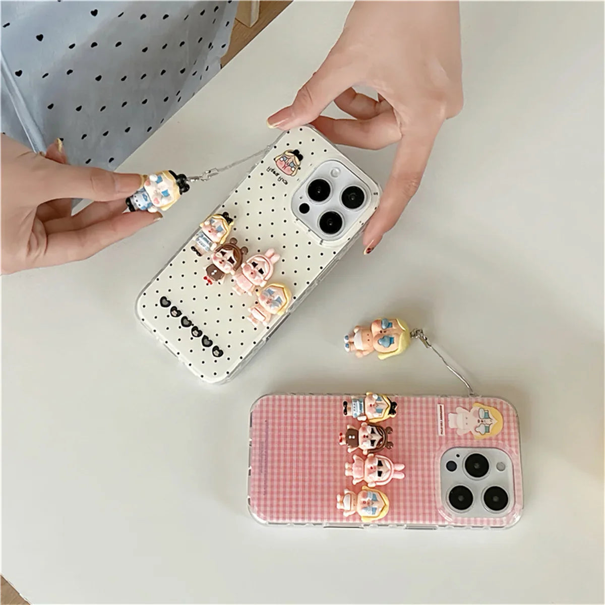 Korean Pink Plaid Pattern Cute Phone Case For iPhone
