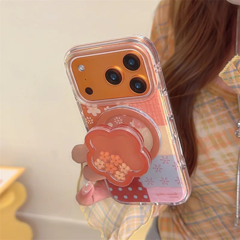 Retro Flower Cute Magnetic Phone Case For iPhone