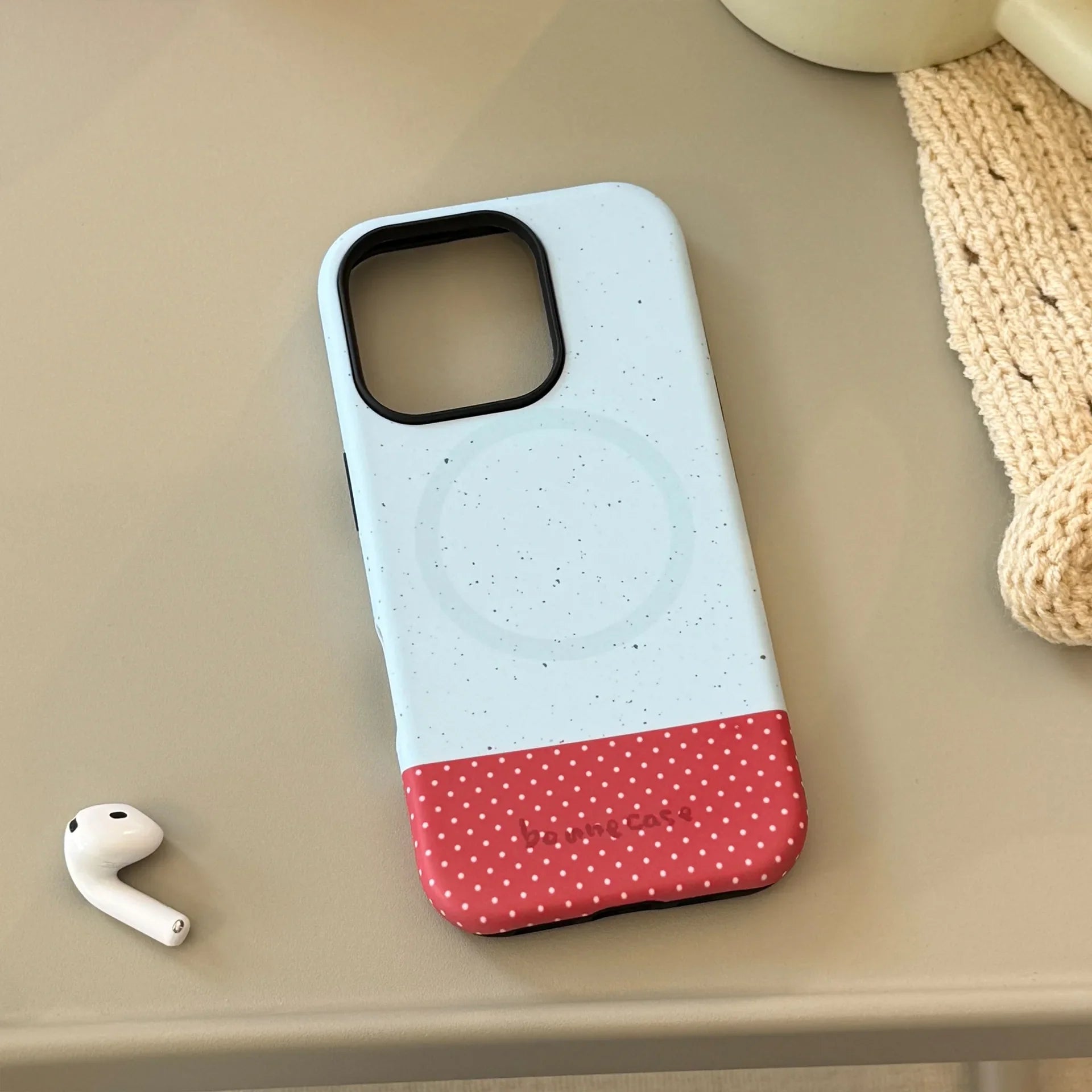 Korean Splash-ink Polka Dot Splicing Magnetic Phone Case For iPhone