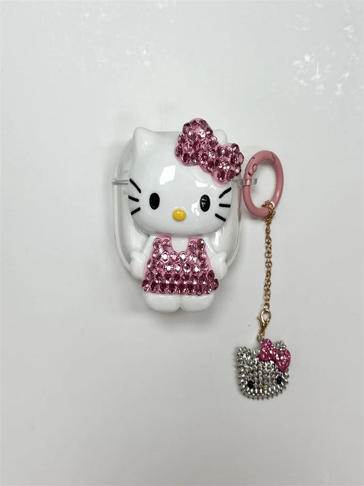 Premium Cute Hello Kittys Full Rhinestones Bow Tie Phone Case For iPhone