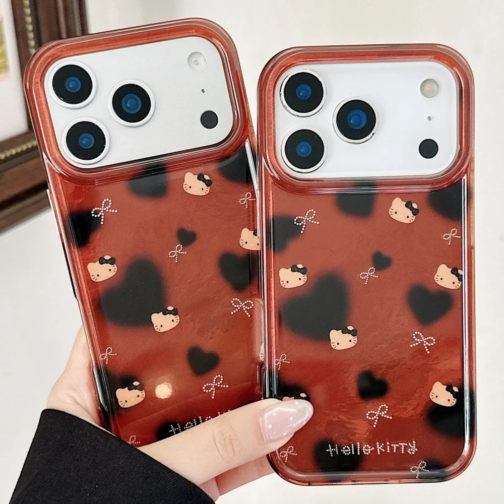 Luxury Cute All Inclusive Brown Bottom Leopard Print Bow Kitty Case Phone  For iPhone