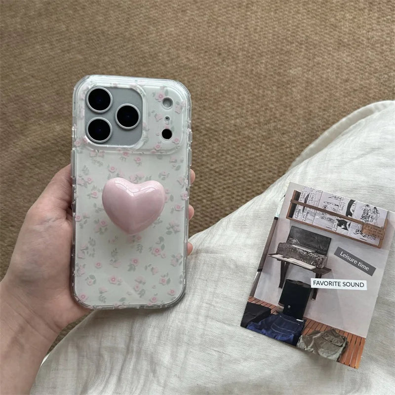 Korean Cute Flower 3D Plush Rabbit Phone Case For iPhone