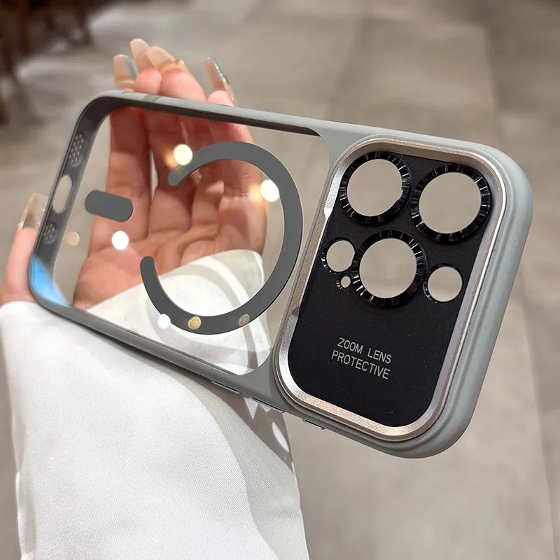 Luxury Magnetic Slim Matte Metal Lens Protector Phone Case For iPhone