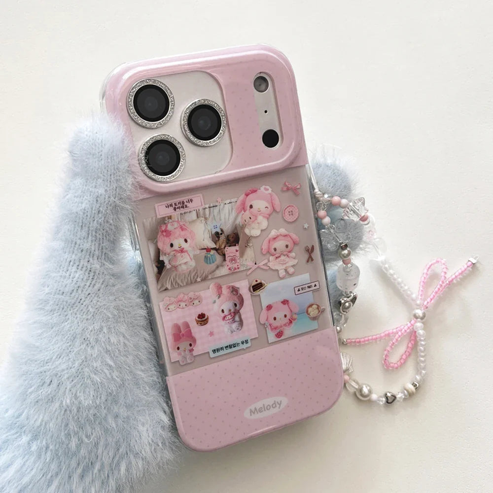 Bling Glitter Full Screen Hello Kitty Melody Phone Case For iPhone