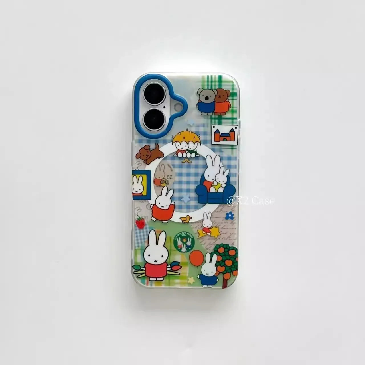 Miffy Kawaii Cartoon Mobile Phone Case Cute Anime Rabbit Magnetic Holder Phone Case