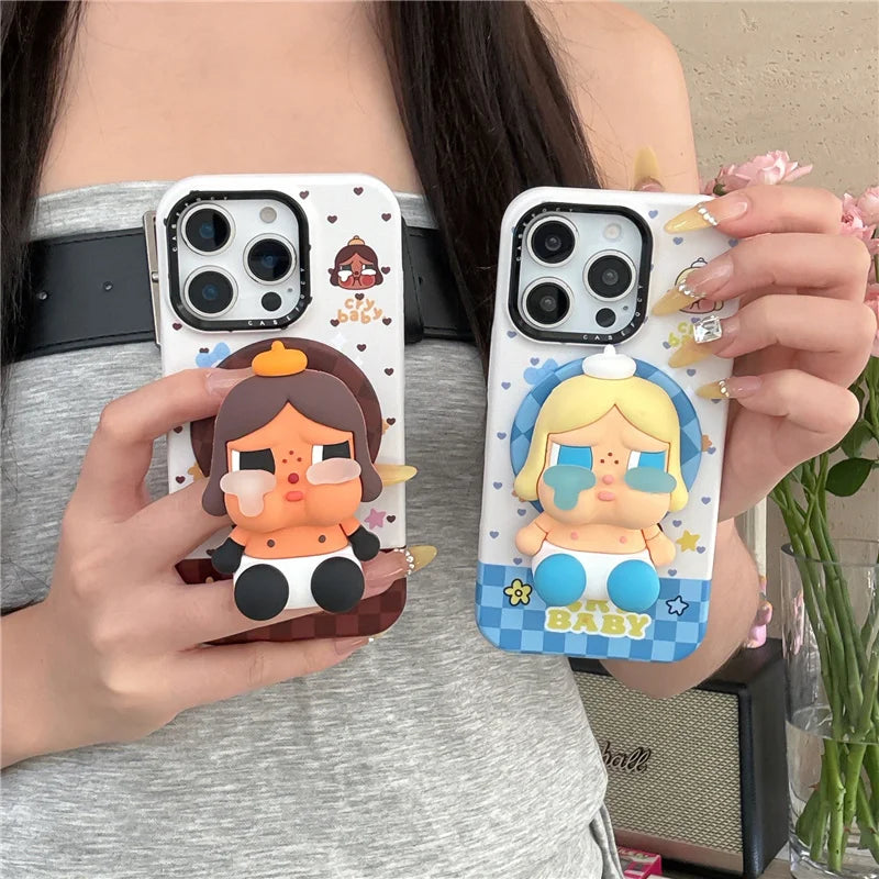 Korean Cute Plaid Pattern Girl Magnetic Phone Case For iPhone