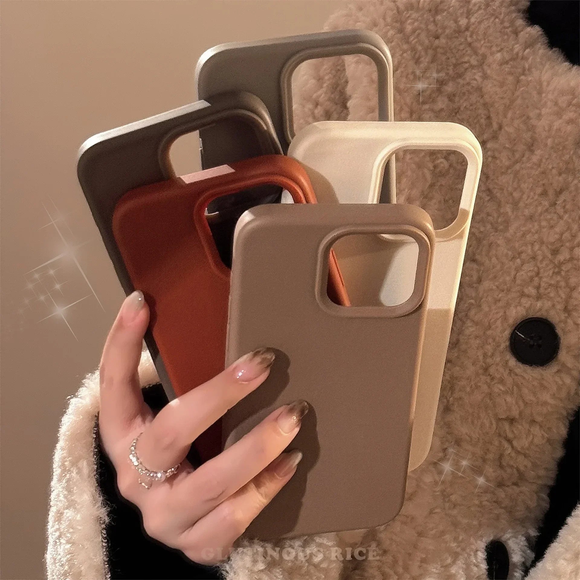 Autumn Winter Caramel Chocolates Milktea Maillard Solid Color Phone Case For iPhone