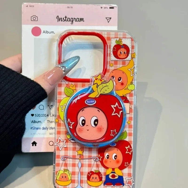 Healing Red Apples Twinkle Star Magnetic Phone Case For iPhone