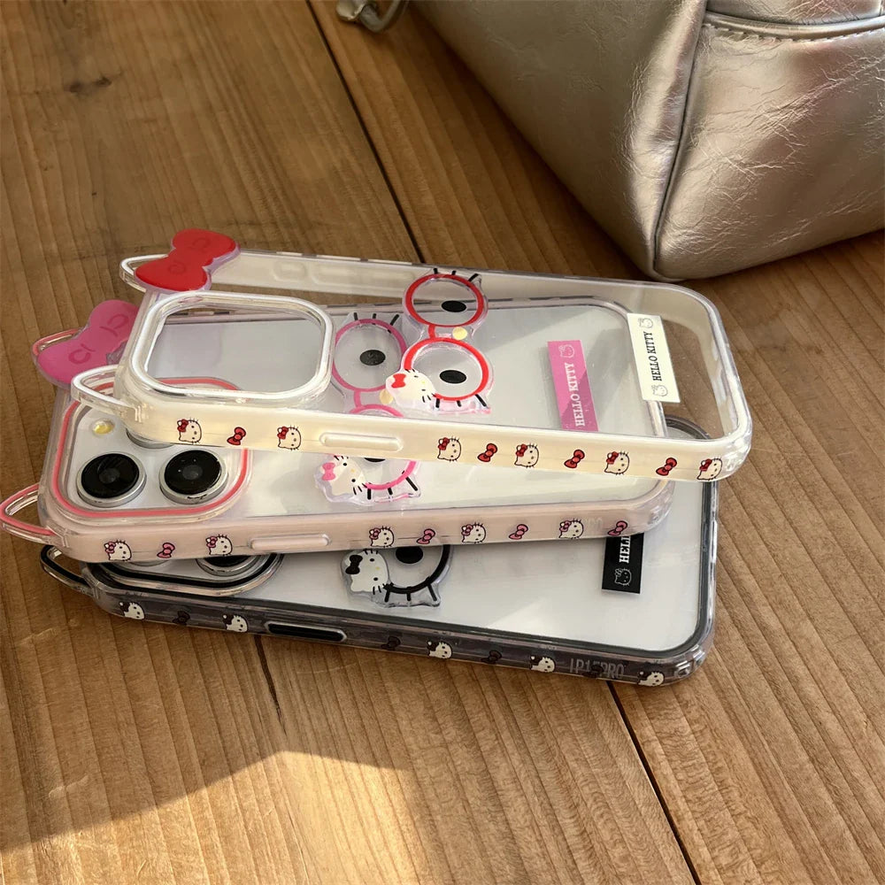 Cute Ears Glasses Hello Kitty Phone Case
