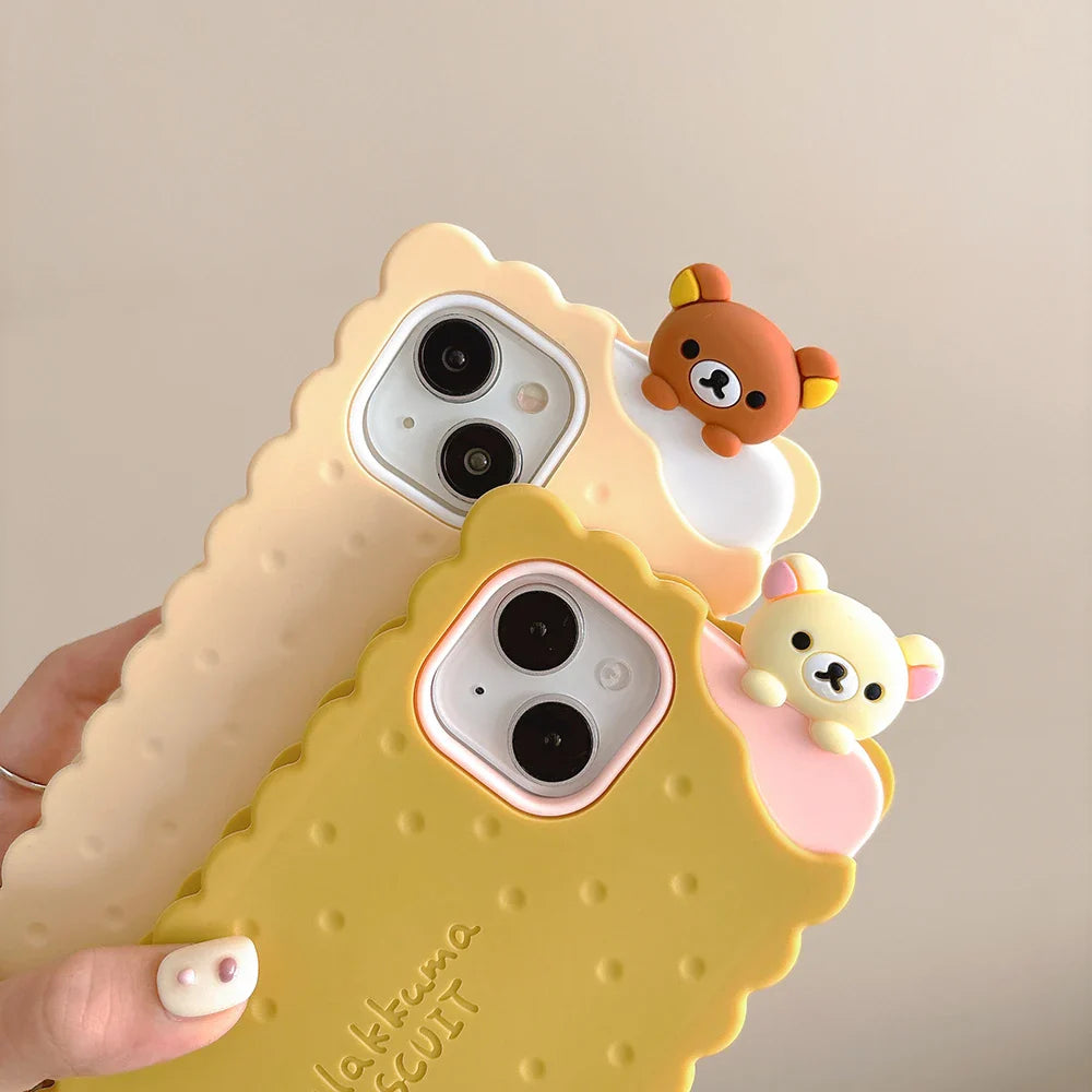 Funny Rilakkuma Bear Sandwich Biscuit Phone Case
