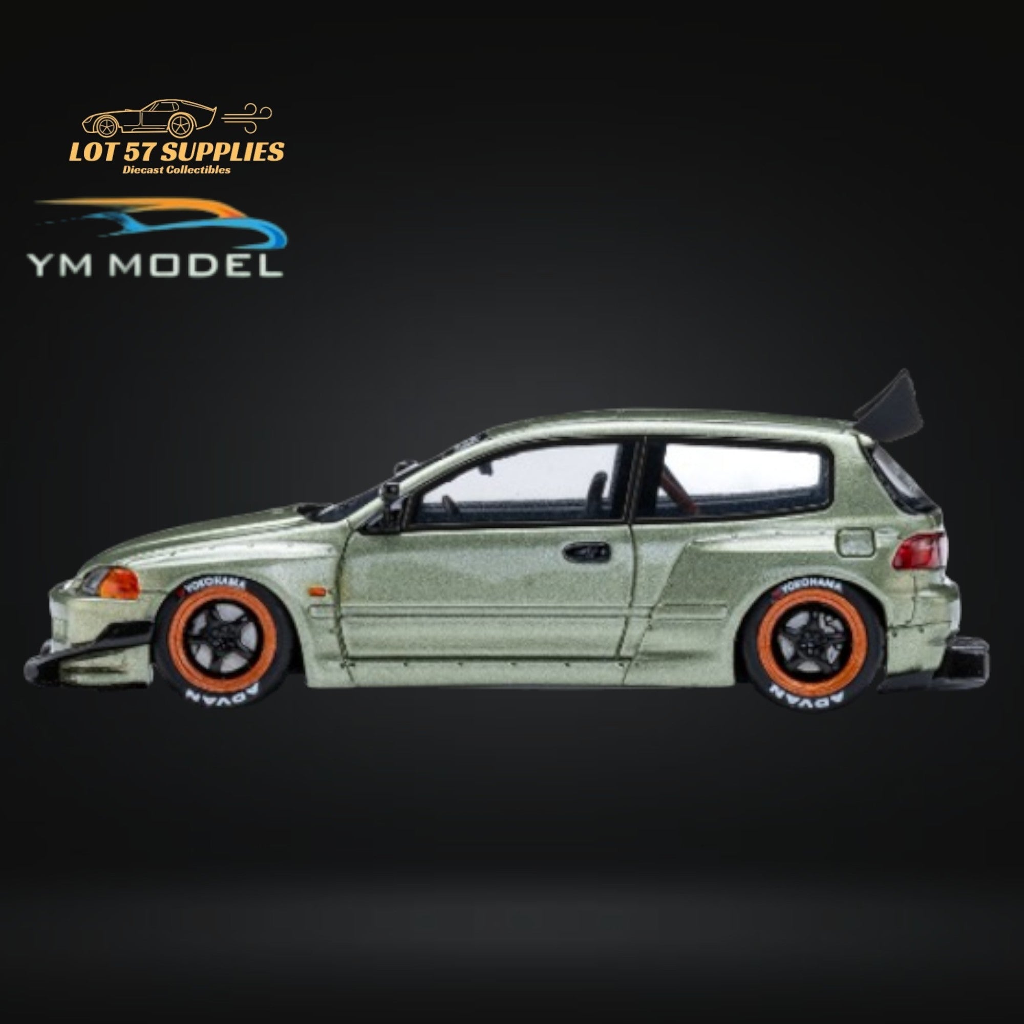 (Pre-Order) YM Model Honda Civic Pandem EG4 K20 Modified Bronze Green 1:64 Limited to 399 PCS