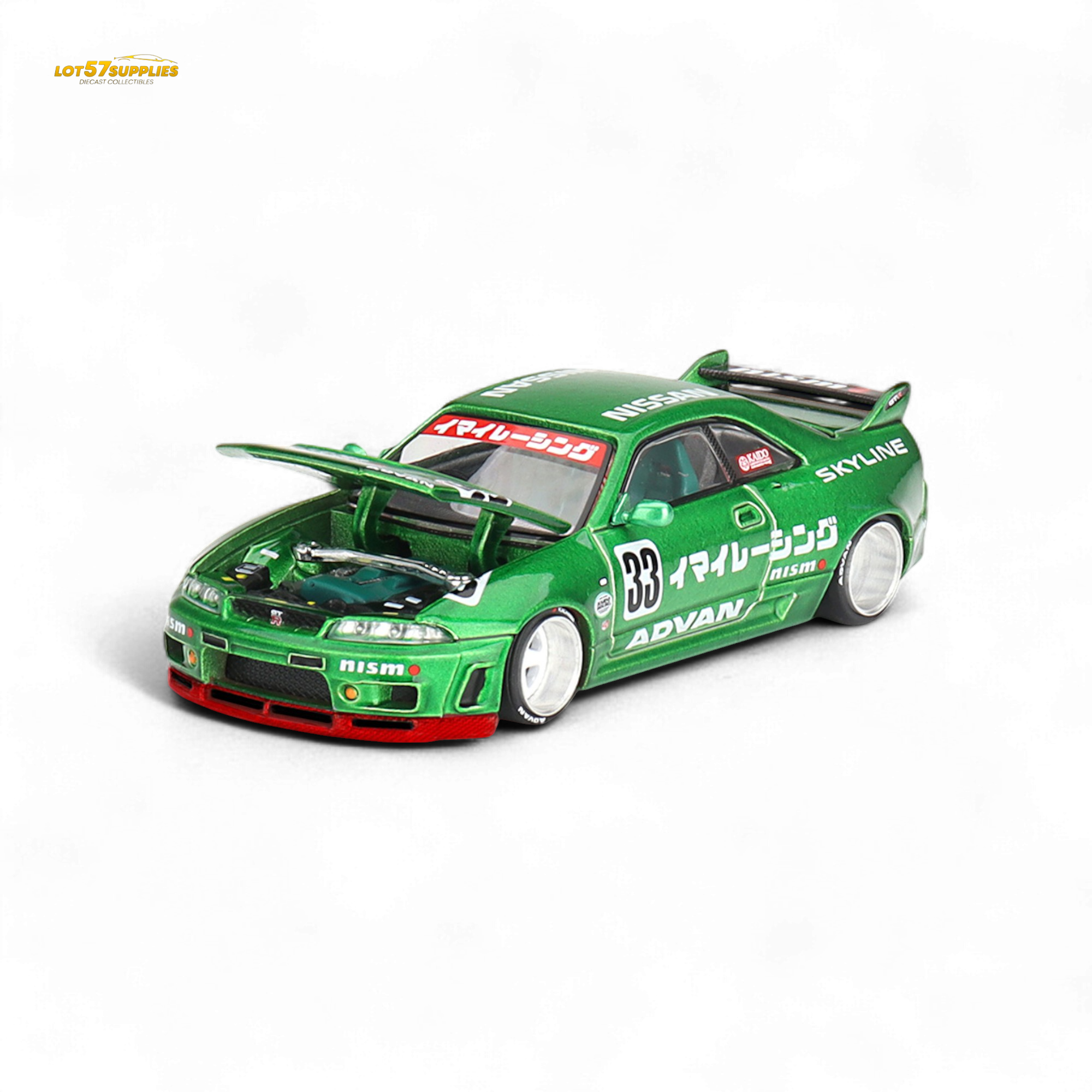 Mini GT x Kaido House Nissan Skyline GT-R R33 IMAI RACING V1 Green 1:64 KHMG150