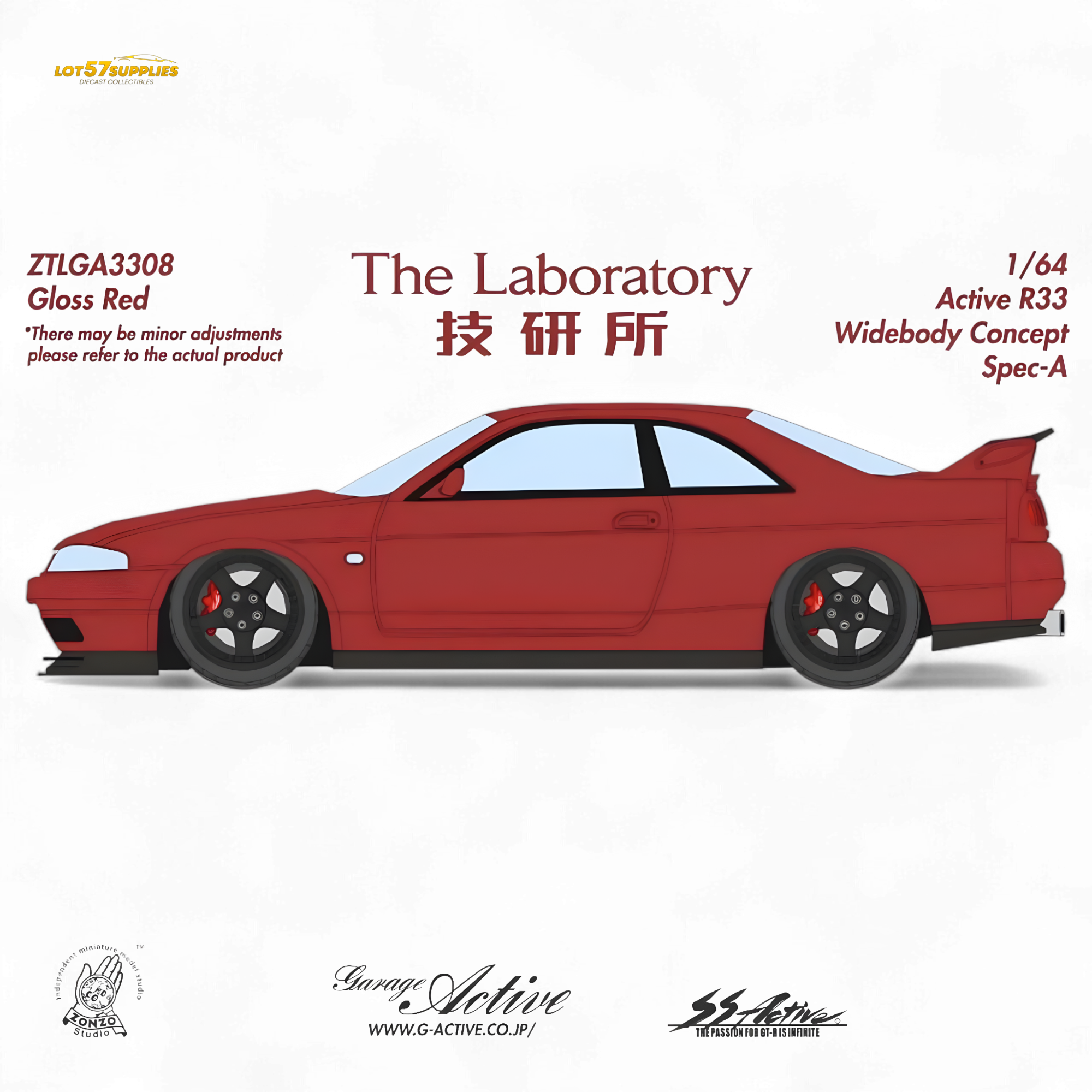 (Pre-Order) The Laboratory x ZONZO Nissan R33 Widebody Concept Spec-A - Bright Red 1/64