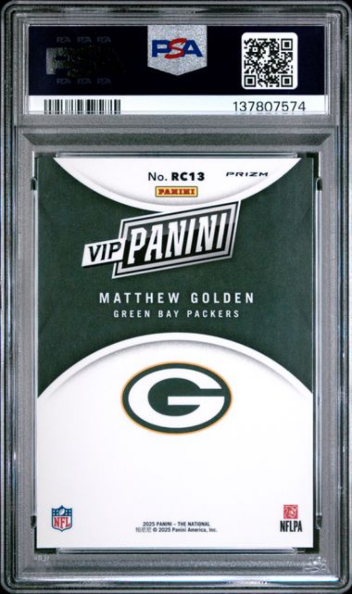Graded 2025 Panini NSCC VIP Gold Matthew Golden #RC13 Panini Rookie RC