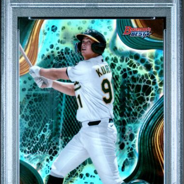 Graded 2024 Topps Bowmans Best Nick Kurtz #TP14 Top Prospects Aqua Lav
