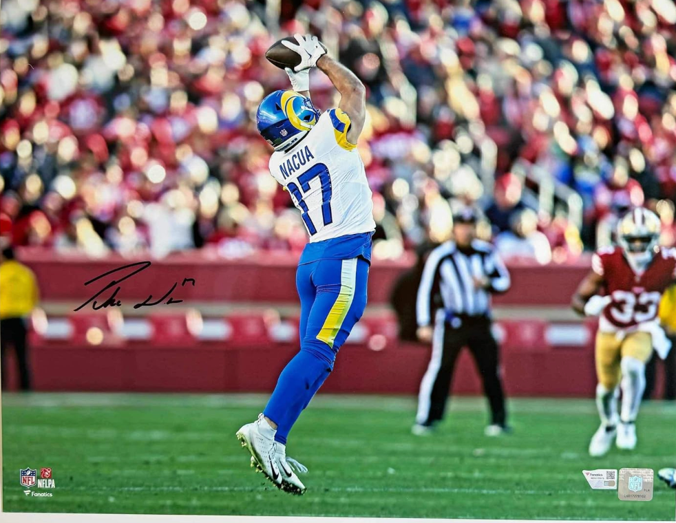 Autographed/Signed Puka Nacua Los Angeles LA Rams 16x20 Football Photo Fanatics COA #2