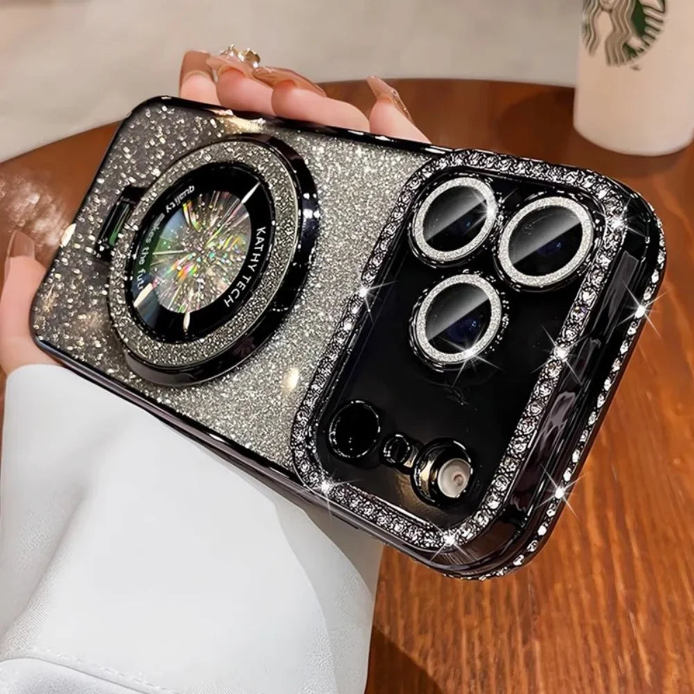 Luxury Plating Diamond Glitter Holder Stand Phone Case For iPhone